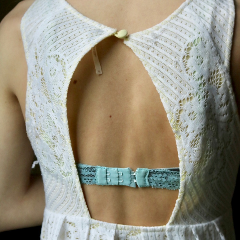 LIKE NEW Free People White Lace Yellow Layer Dress - Picture 4 of 6